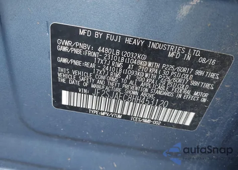 2017 Subaru Forester 2.5I Premium z USA, uszkodzony, nr VIN JF2SJAEC8HH453120